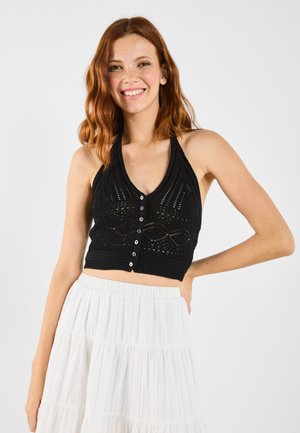 CROCHET TOP - Felső - black