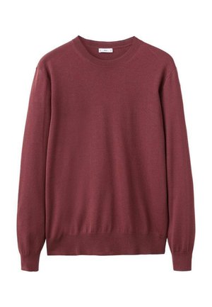 Maglione bordeaux in morbido maglione con maniche lunghe, scollo tondo e polsini e orlo a coste. Tessuto liscio con vestibilità classica.