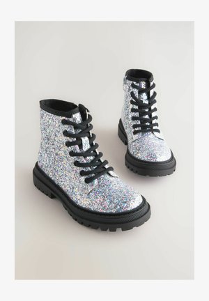 Next, Lace-up ankle boots - silver glitter