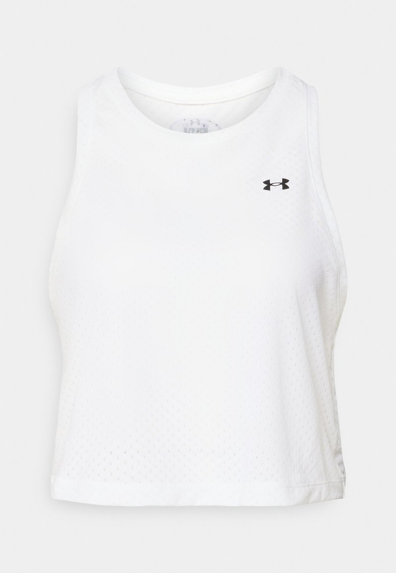 Λευκό τοπ από δίχτυ με στρογγυλή λαιμόκοψη και χωρίς μανίκια. Διαθέτει μαύρο λογότυπο στο αριστερό στήθος. Μαλακό, διαπνέον ύφασμα.