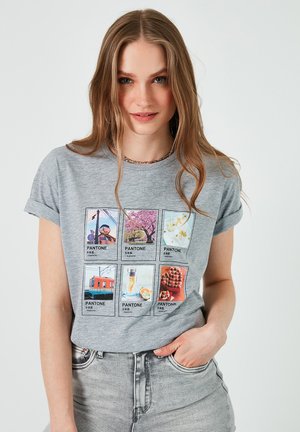 Print T-shirt - grey-melange
