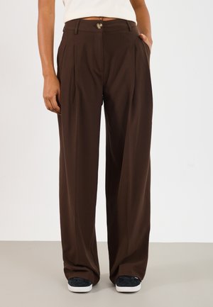 WIDE LEGGED TROUSER - Bukse - dark brown