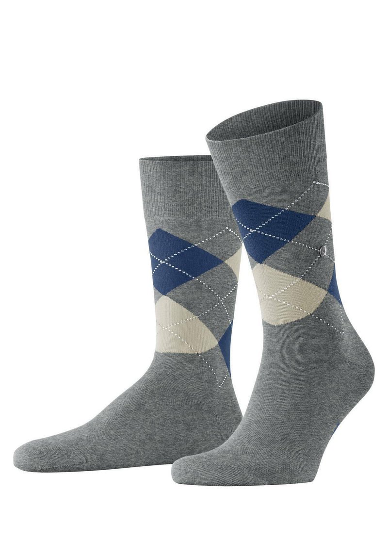 Burlington KING RAUTENMUSTER LOGOEMBLEM - Calcetines - grau blau beige