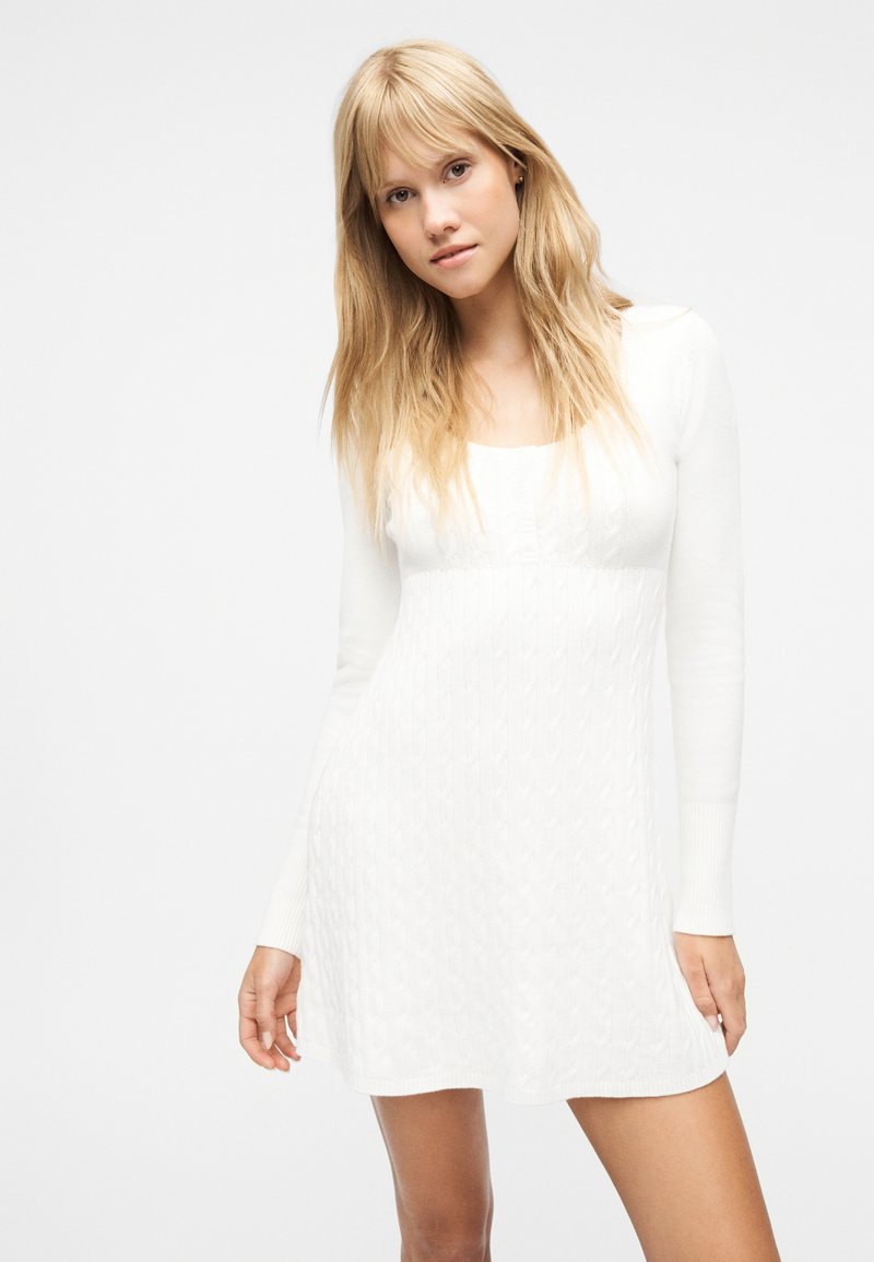 Hollister Co. TWIST MINI DRESS - Jumper dress - white - Zalando
