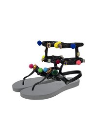 Uzurii MYSTIQUE POMPOM - Sandales tongs - silver