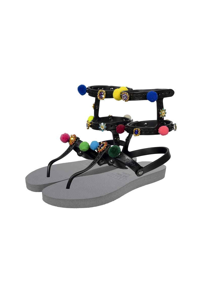 Uzurii MYSTIQUE POMPOM - Sandales tongs - silver