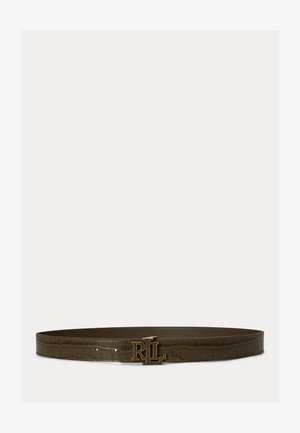 Lauren Ralph Lauren, LOGO REVERSIBLE CROC-EMBOSSED BELT - Bælter - botanic green