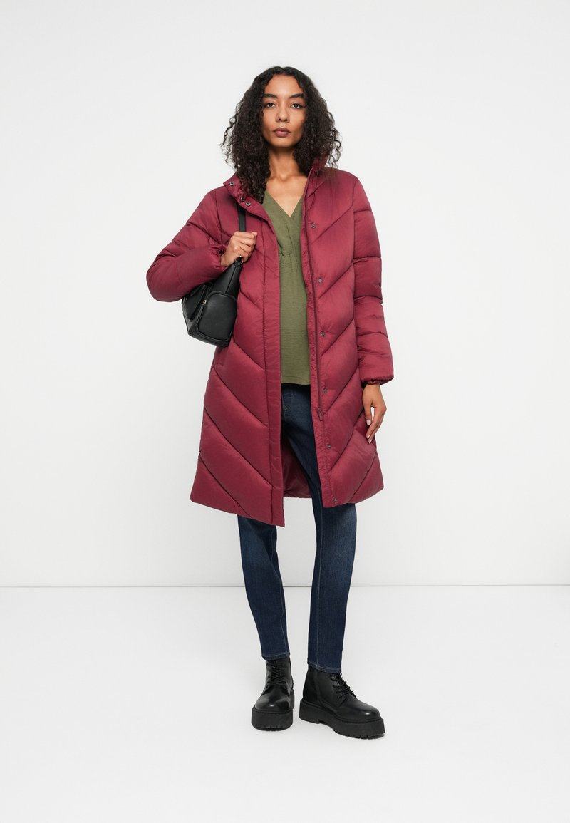 Mäntel Only Wintermantel Rot Langer Mantel Only Mantel Rot Kariert