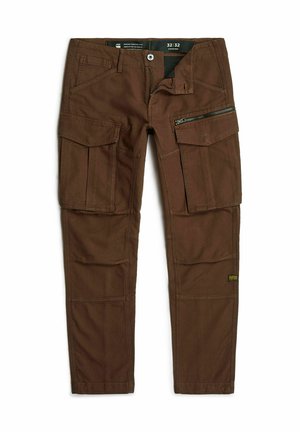 Bruine utilitybroek van duurzame stof met meerdere zakken, riemlussen en ritsdetails. Voorzien van een rechte pijpdesign.