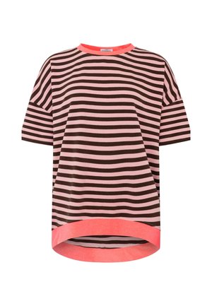 Zwillingsherz, OVERSIZE SHIRT NEON STREIFEN - Print T-shirt - braun