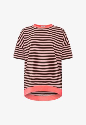Zwillingsherz, OVERSIZE SHIRT NEON STREIFEN - Print T-shirt - braun