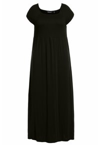 GESMOKTE  CARRÉHALS - Gebreide jurk - black