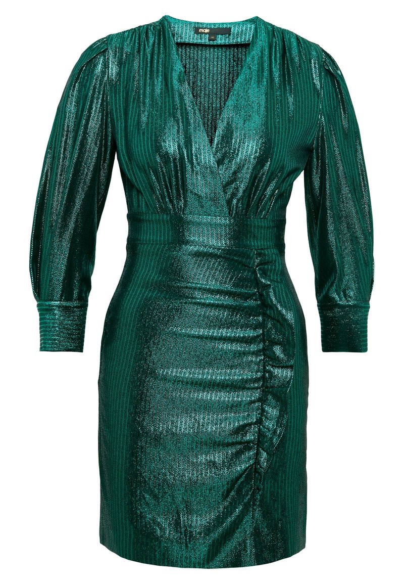 maje green metallic dress Metallic fiber dress with ruffles Green For Women