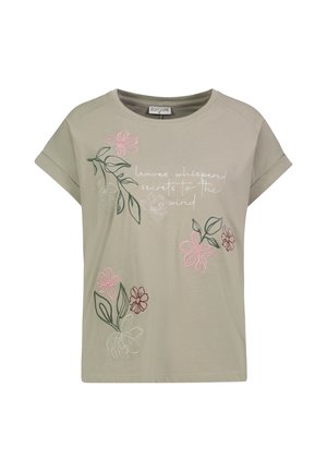 Eight 2 Nine, EIGHT 2 NINE SHIRT MIT GESTICKTEN BLUMEN - Print T-shirt - green