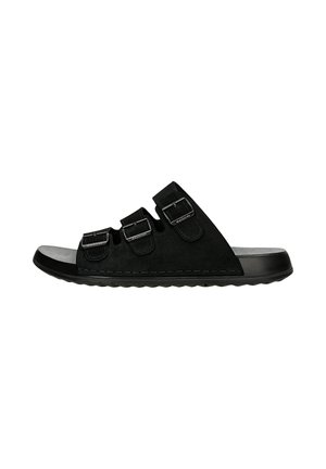 Z TRZEMA KLAMRAMI - Pantolette flach - czarny