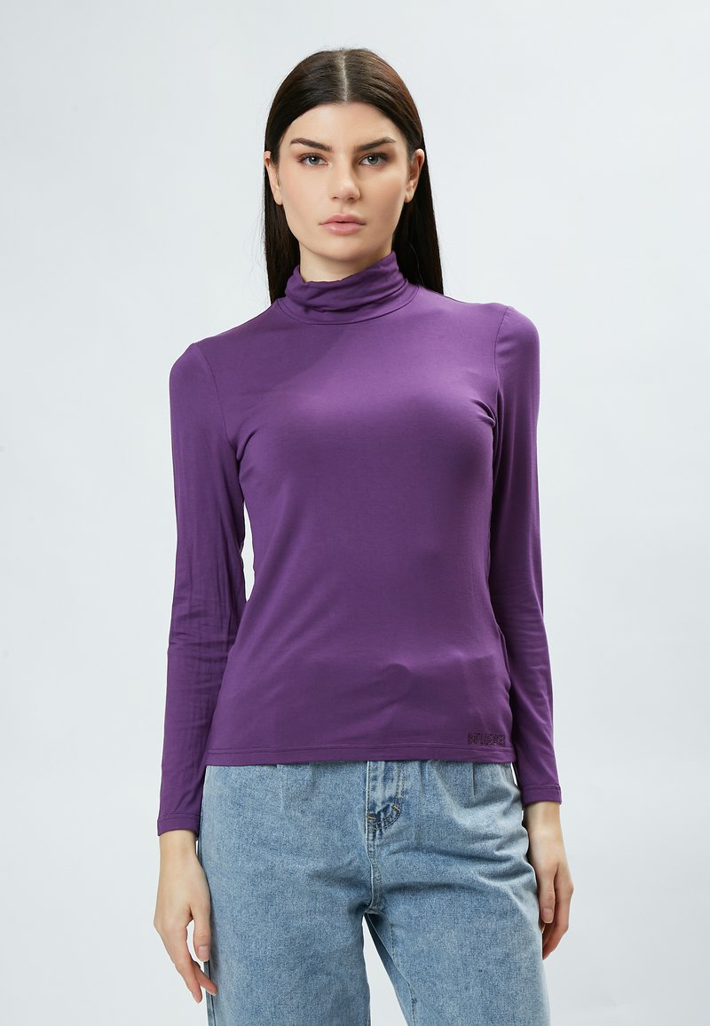 INFLUENCER HIGH-NECK TEE - Langarmshirt - purple