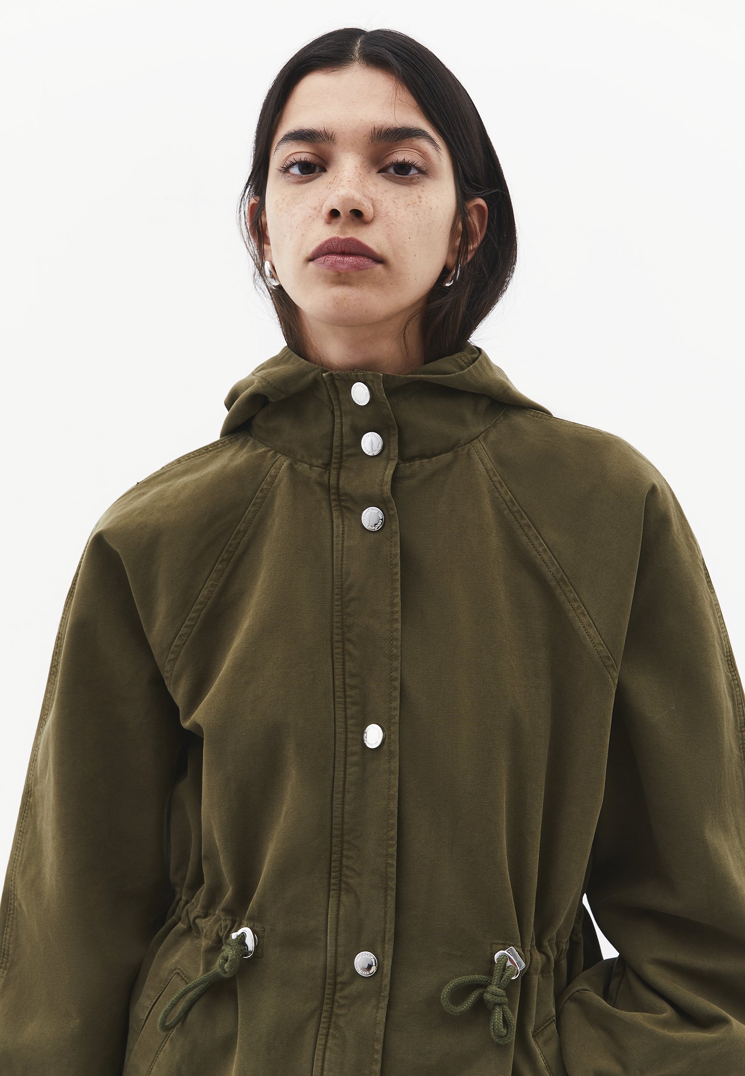 【OLIVE】DRAWSTRING RAGLAN PARKA Cotton parka - Olive | s.Oliver