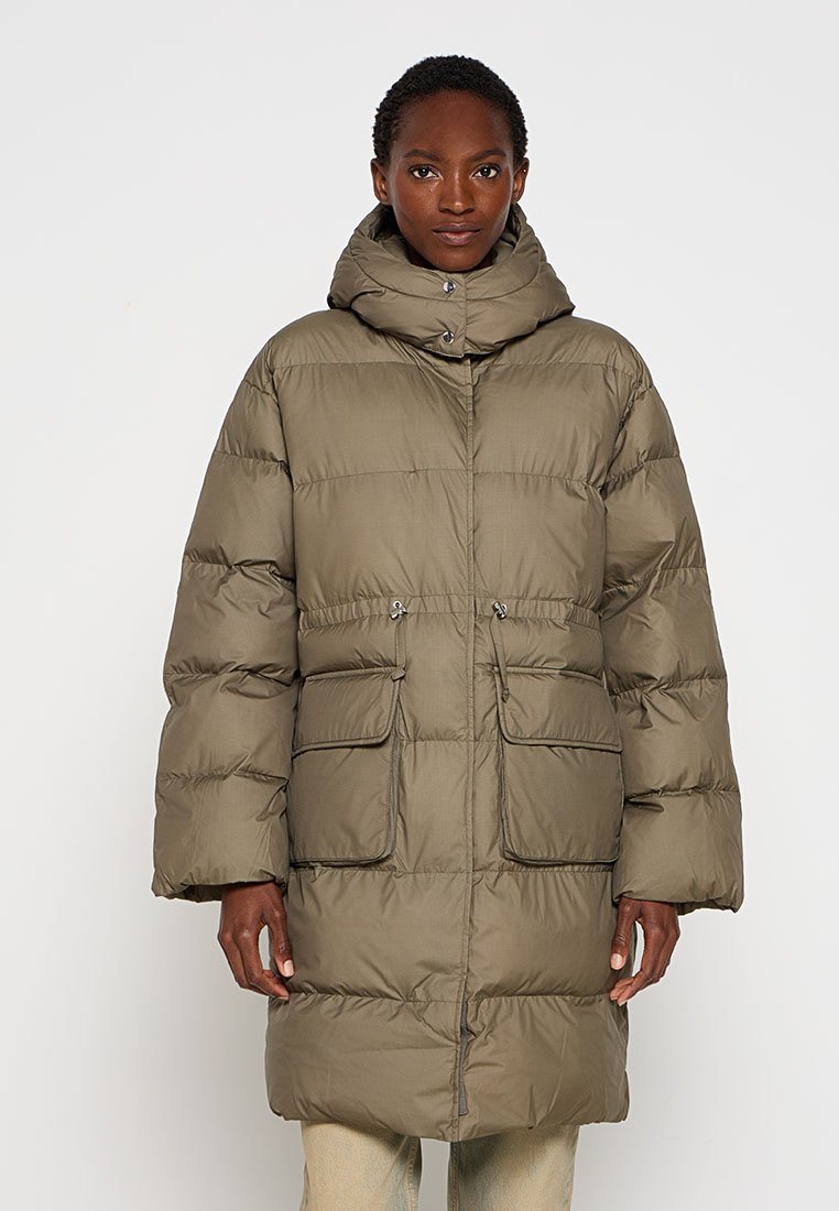 Samsøe Samsøe Wintermantel groen gemêleerd