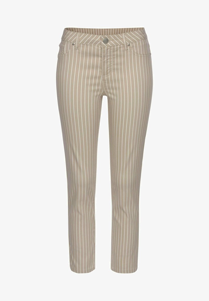 LASCANA Trousers - sand-weiß-gestreift