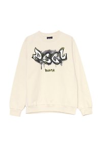 Felpa color crema con una stampa in stile graffiti "PSGL" nera e gialla, dotata di scollatura tonda e polsini e orlo a coste.