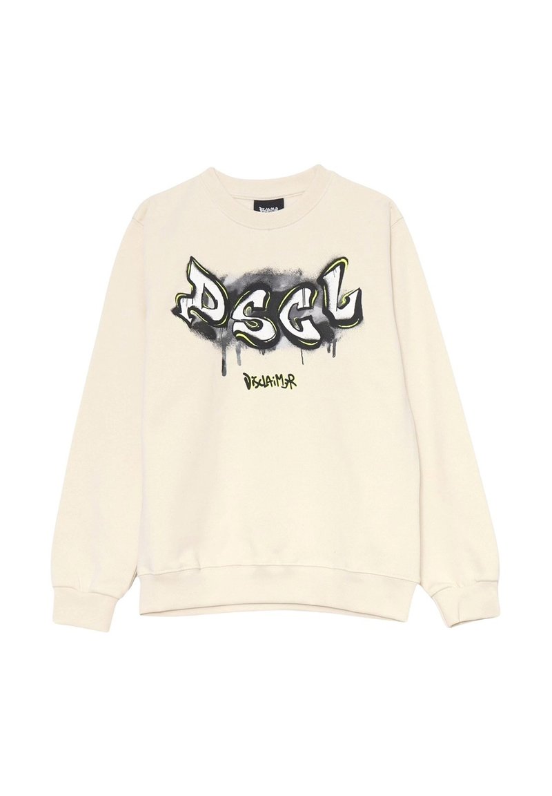 Felpa color crema con una stampa in stile graffiti "PSGL" nera e gialla, dotata di scollatura tonda e polsini e orlo a coste.