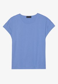 Light blue short-sleeve t-shirt with a round neckline, made of soft cotton fabric, featuring a relaxed fit and minimalistic design.