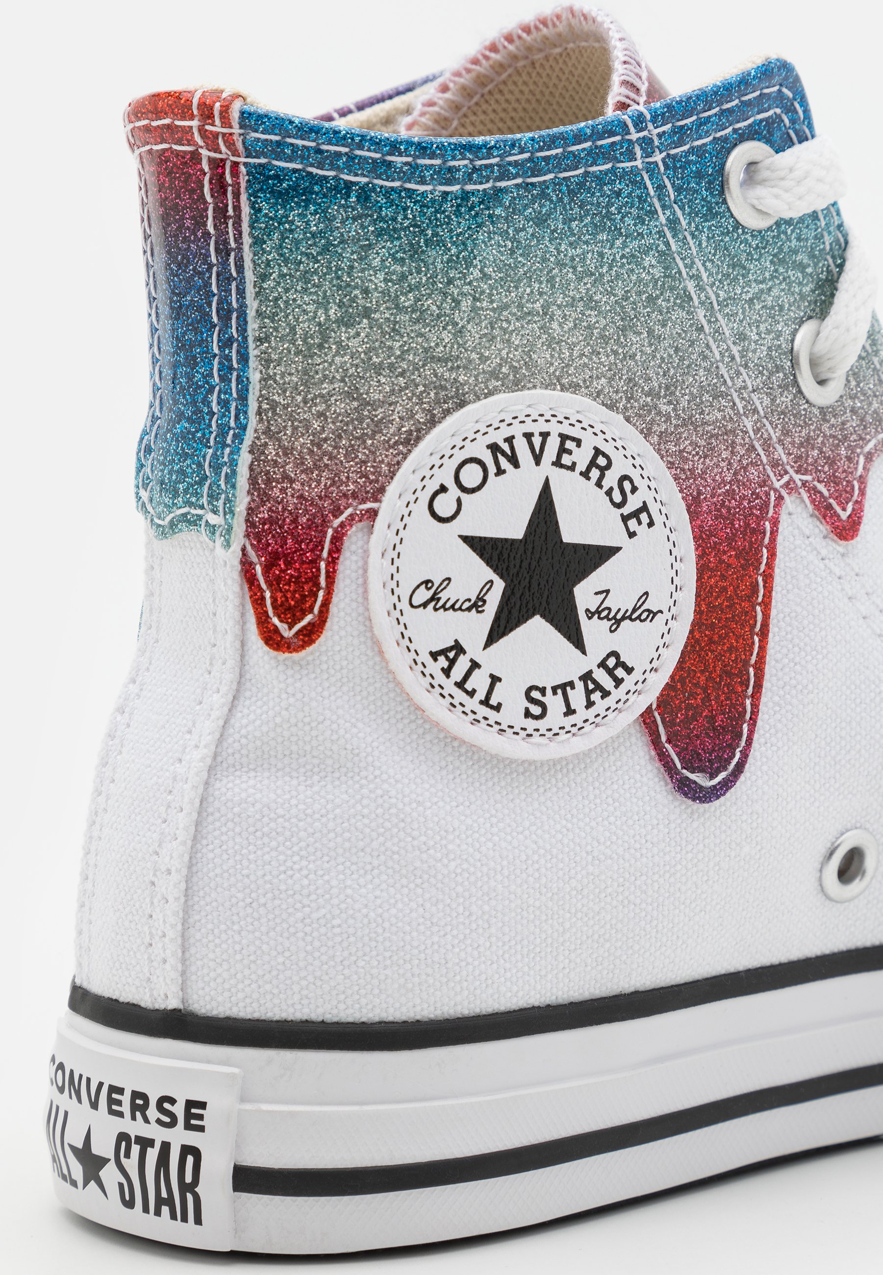 Converse CHUCK TAYLOR ALL STAR GLITTER DRIP - Sneakers hoog - white/natural  ivory/red/wit - Zalando.be