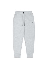 Pantaloni della tuta grigi realizzati in un tessuto misto cotone, con vita elasticizzata e cordoncino, tasche laterali e gambe affusolate.