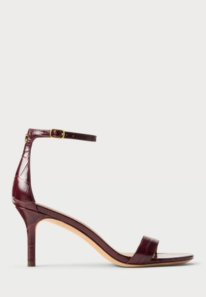 ALLIE MID-HEEL CROCODILE-EMBOSSED SANDAL - Ψηλοτάκουνα πέδιλα - dark garnet