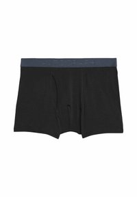 Boxer in cotone neri con elastico blu scuro e testo in rilievo "AUTOGRAPH". Vestibilità standard con apertura frontale.