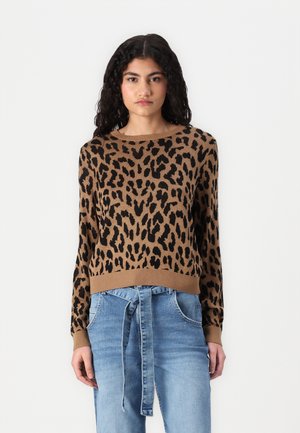 ONLVIENNA LEO O NECK  - Pullover - toasted coconut/black
