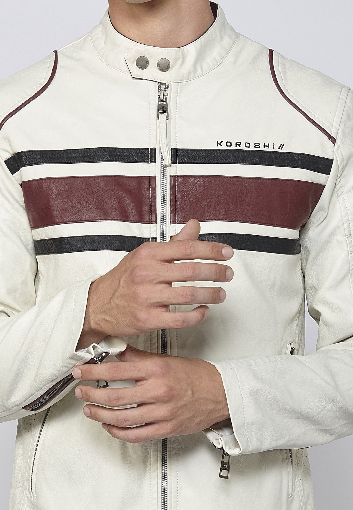 Koroshi Faux leather jacket - off-white - (Pre-owned) - Zalando.ie