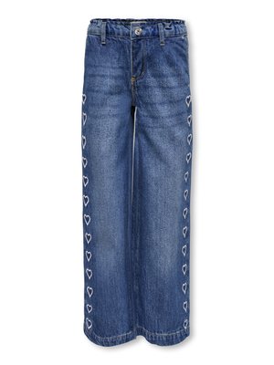 ONLY GIRLS KOGCOMET HEART WIDE - Relaxed fit jeans - medium blue denim