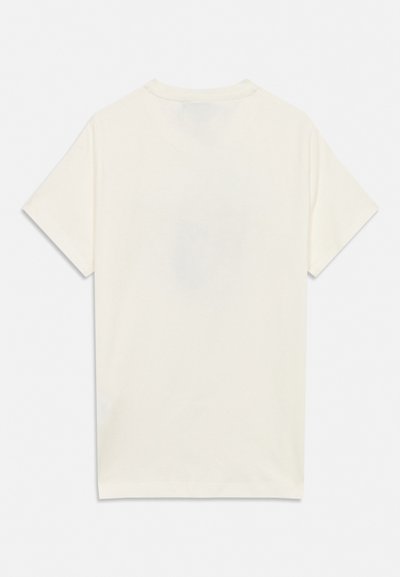 T-shirt blanc uni à manches courtes affiché de dos avec un col rond et un ourlet droit sur fond clair.