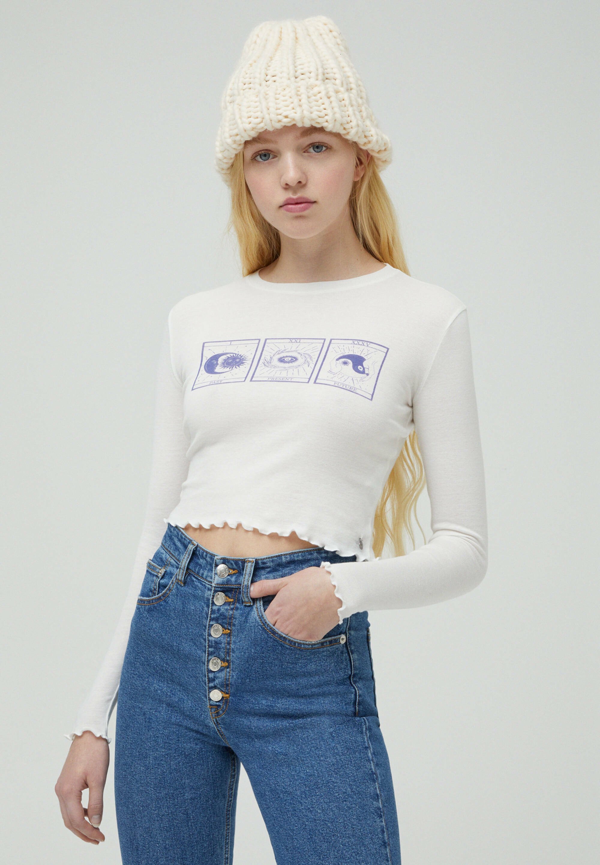 PULL\u0026BEAR Maglietta a manica lunga - white/bianco - Zalando.it