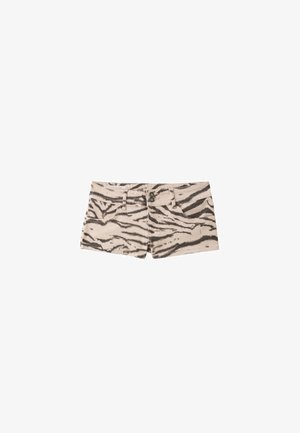 Stradivarius, ZEBRA PRINT MINI SHORTS - Short en jean - mottled light brown