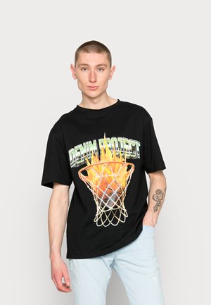 BASKET BOXY TEE - Print T-shirt - black