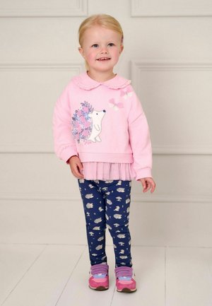 JoJo Maman Bébé APPLIQUÉ FRILL SET-REGULAR FIT - Legíny - kalhoty  - pink hedgehog