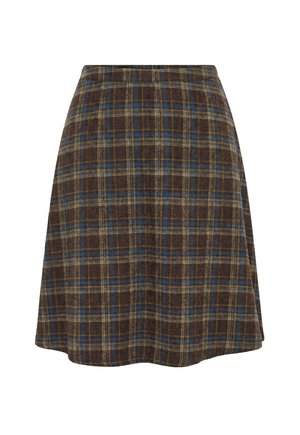 Ulla Popken, PLAID ELASTIC WAIST A-LINE SKIRT - A-Linien-Rock - mahogany