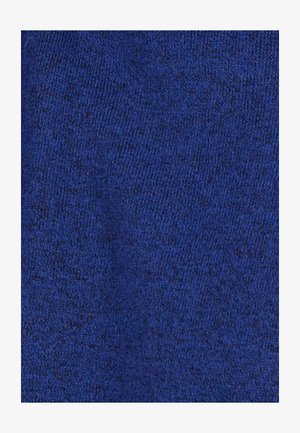 Tejido de punto en azul profundo, con una textura suave y ligera variación en la tonalidad, creando una apariencia suave y uniforme.