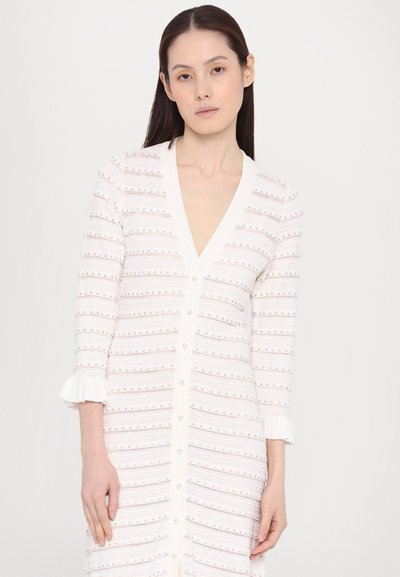sandro ROBE MIDI ENCOLURE FRILL - Vestido informal - ecru