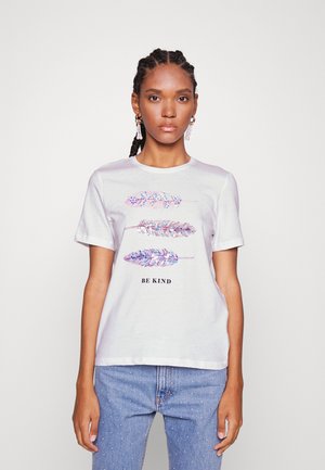 ONLKITA FEATHER BOX - T-shirt con stampa - bright white