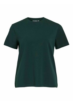 Tamnozeleni majica kratkih rukava, okrugli izrez, izrađena od mekog pamuka, s opuštenim krojem i minimalnim šavovima.