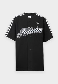 Μαύρο μπέιζμπολ τζέρσεϊ με λευκές τρεις ρίγες στα μανίκια, μεγάλο λογότυπο "Adidas" στο μπροστινό μέρος και μικρό λογότυπο στο στήθος. Κατασκευασμένο από μαλακό ύφασμα.