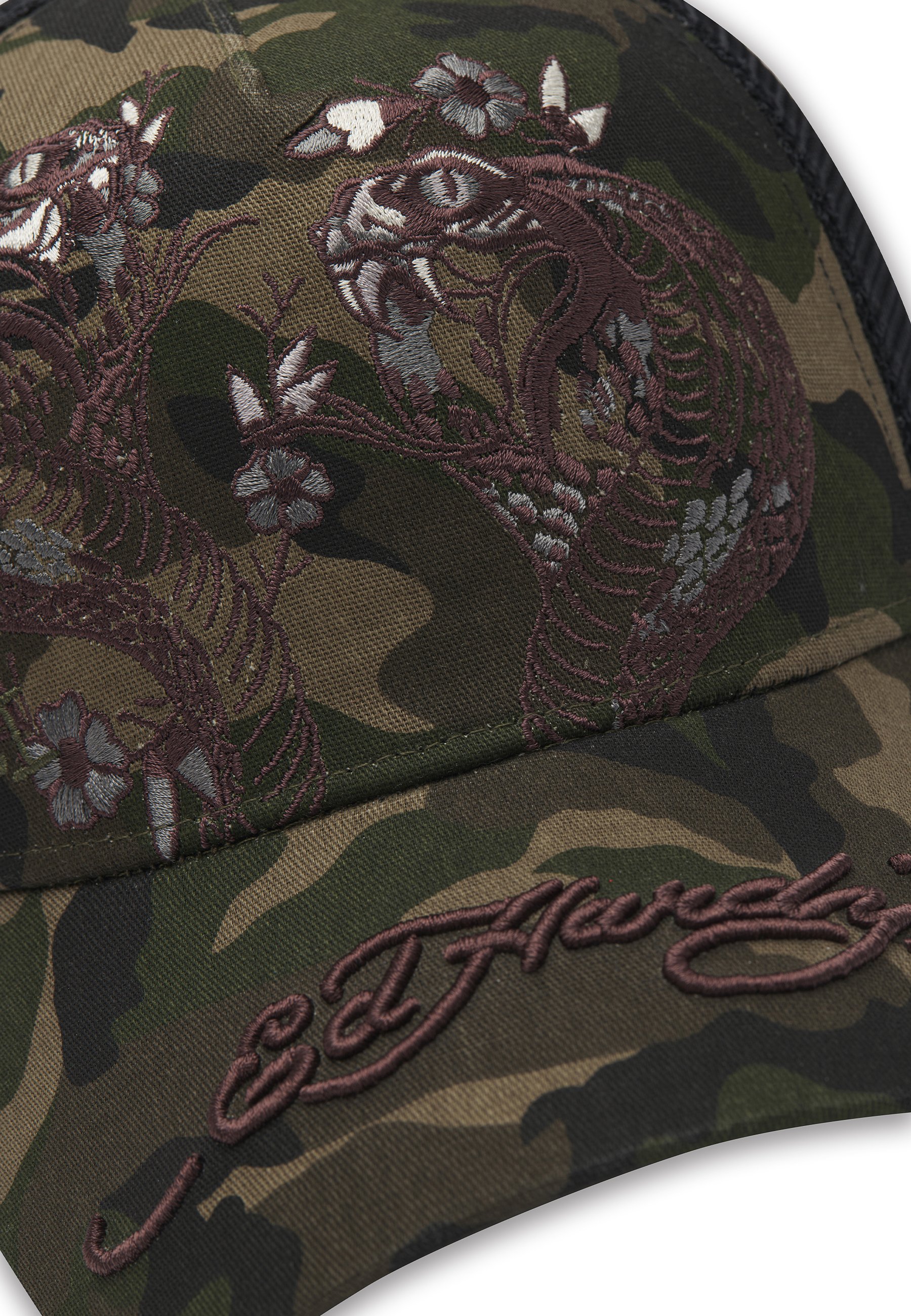 Ed Hardy UNISEX 2 SNAKES EMBROIDERED 5 PANEL TRUCKER CAP - Cap