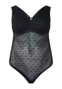Devoted By Zizzi MIT GEPUNKTETEM NETZ UND ABNEHMBAREN PADS - Body / Bodystocking - black