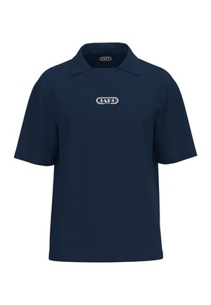Polo blu navy a manica corta con colletto e logo bianco JAKO SPORT centrato sul petto.