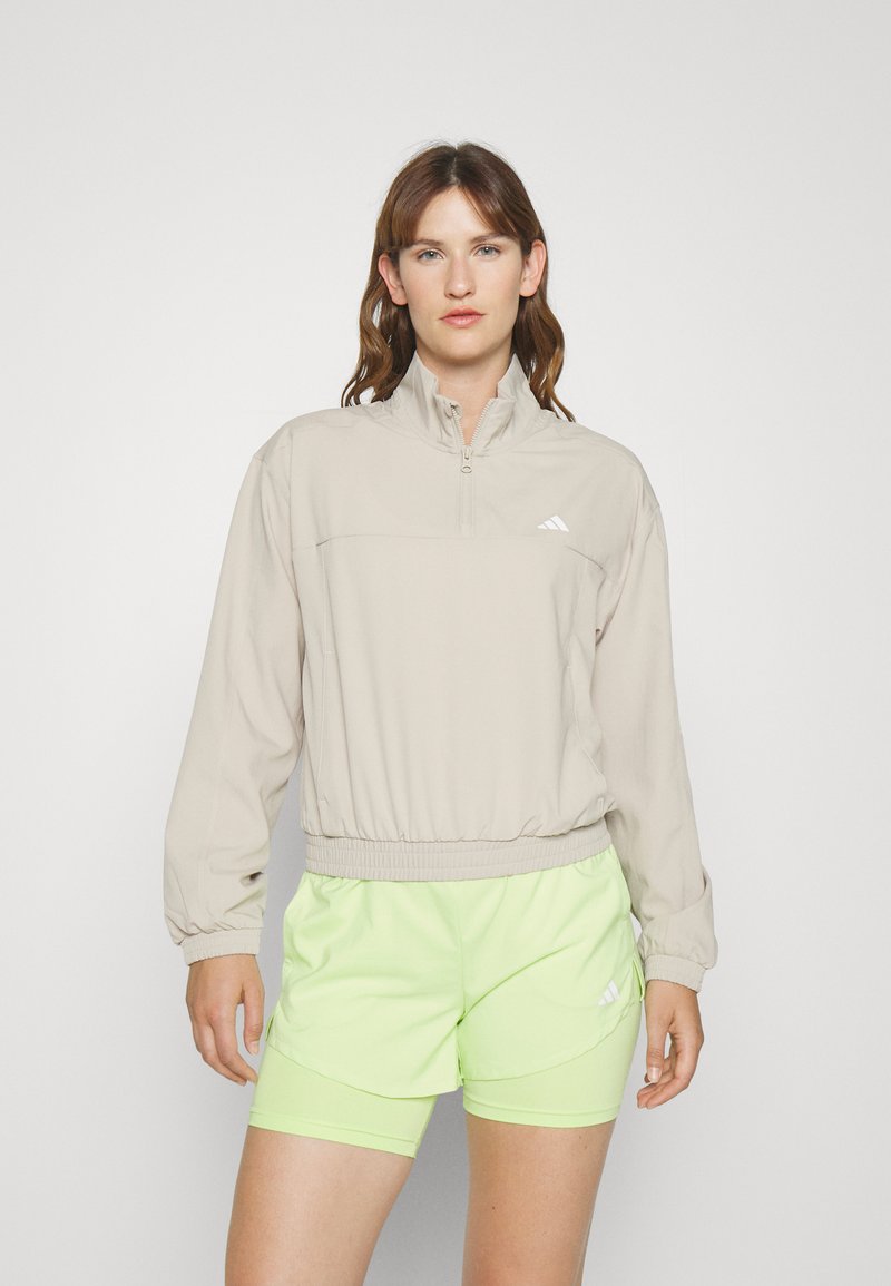 adidas Performance AEROREADY TRAIN ESSENTIALS QUARTER ZIP - Treningsjakke - beige/white
