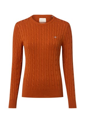 STRETCH CABLE - NECK - Pullover - cognac