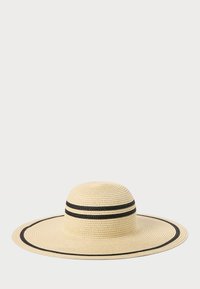 STRIPED STRAW SUN HAT - Hatt - beige/black